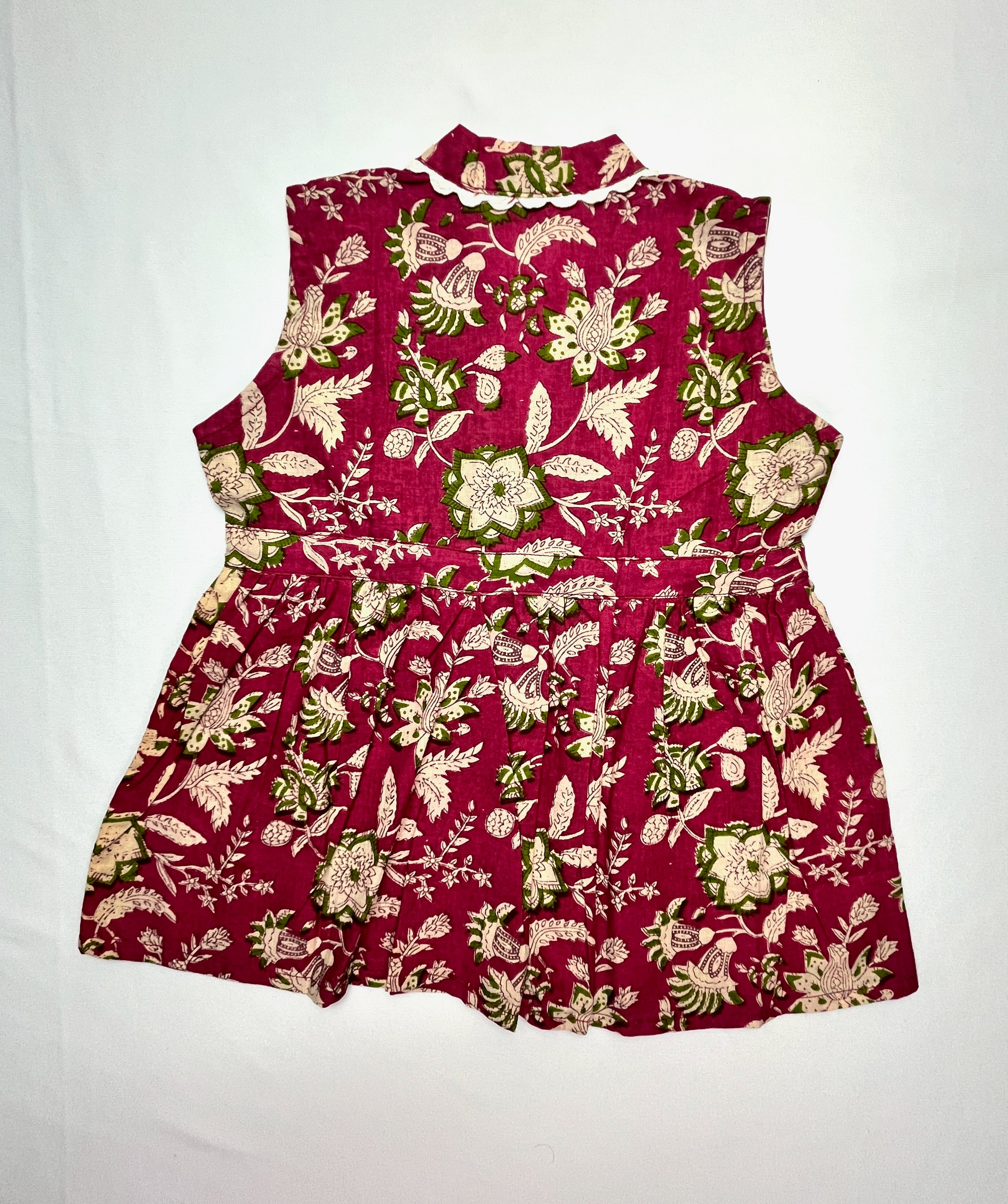 Pure Cotton Pink Floral Sleeveless Co-ord Set for Girls