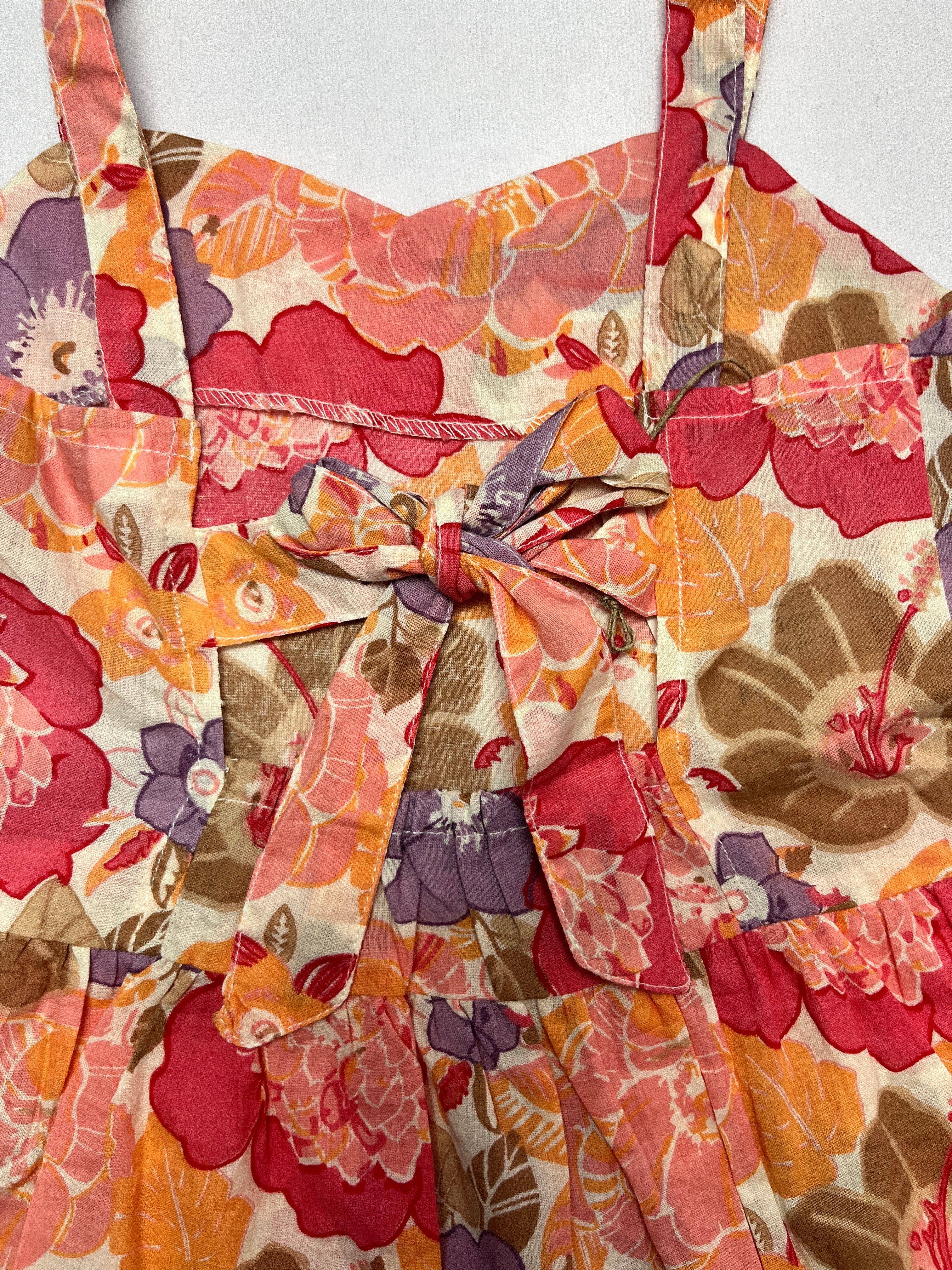 Peach Sunny Blossom Sleeveless Frock