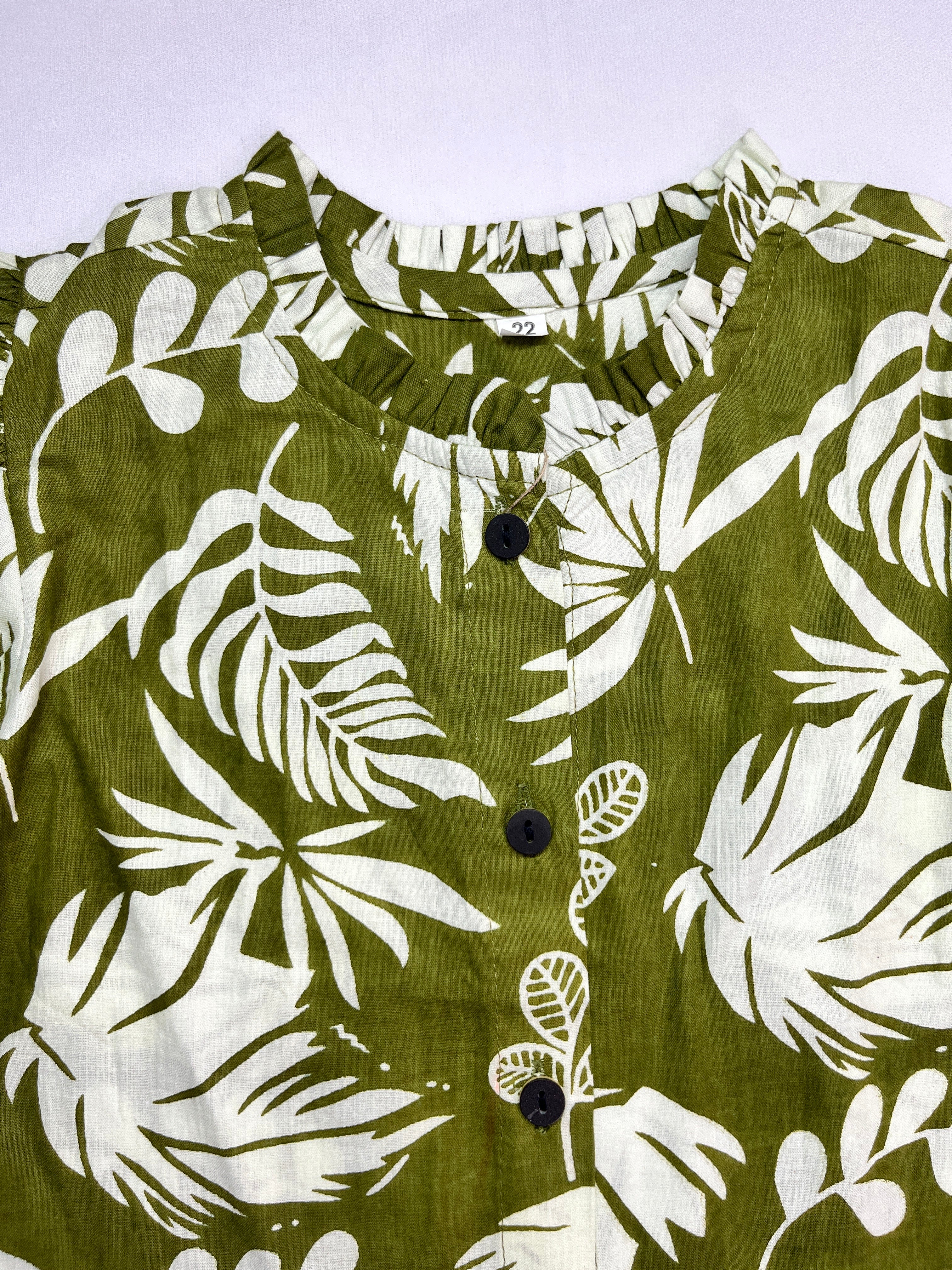 Pure Cotton Tropical Green Co-ord Set for Girls