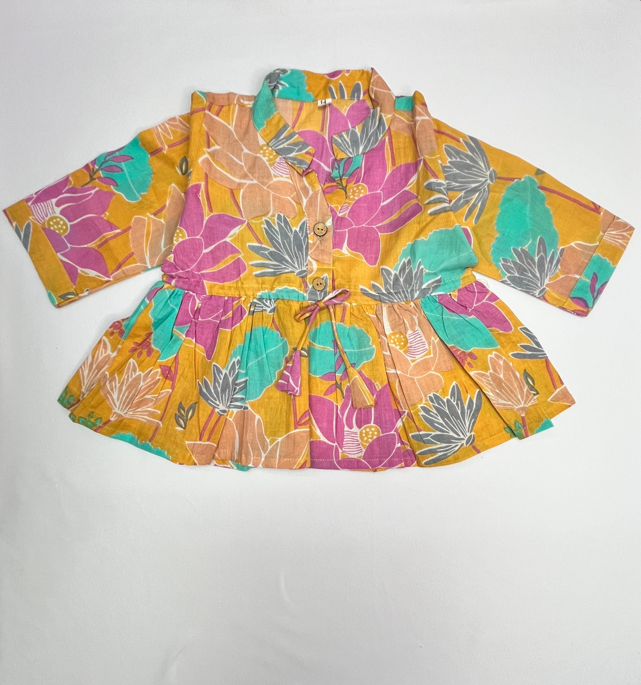 Pure Cotton Yellow Floral Co-ord Set for Girls