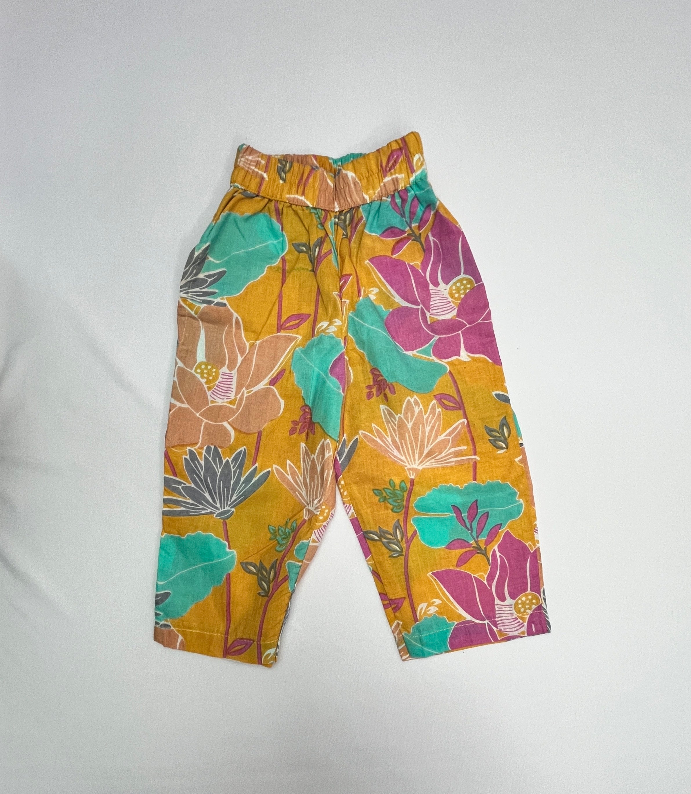 Pure Cotton Yellow Floral Co-ord Set for Girls