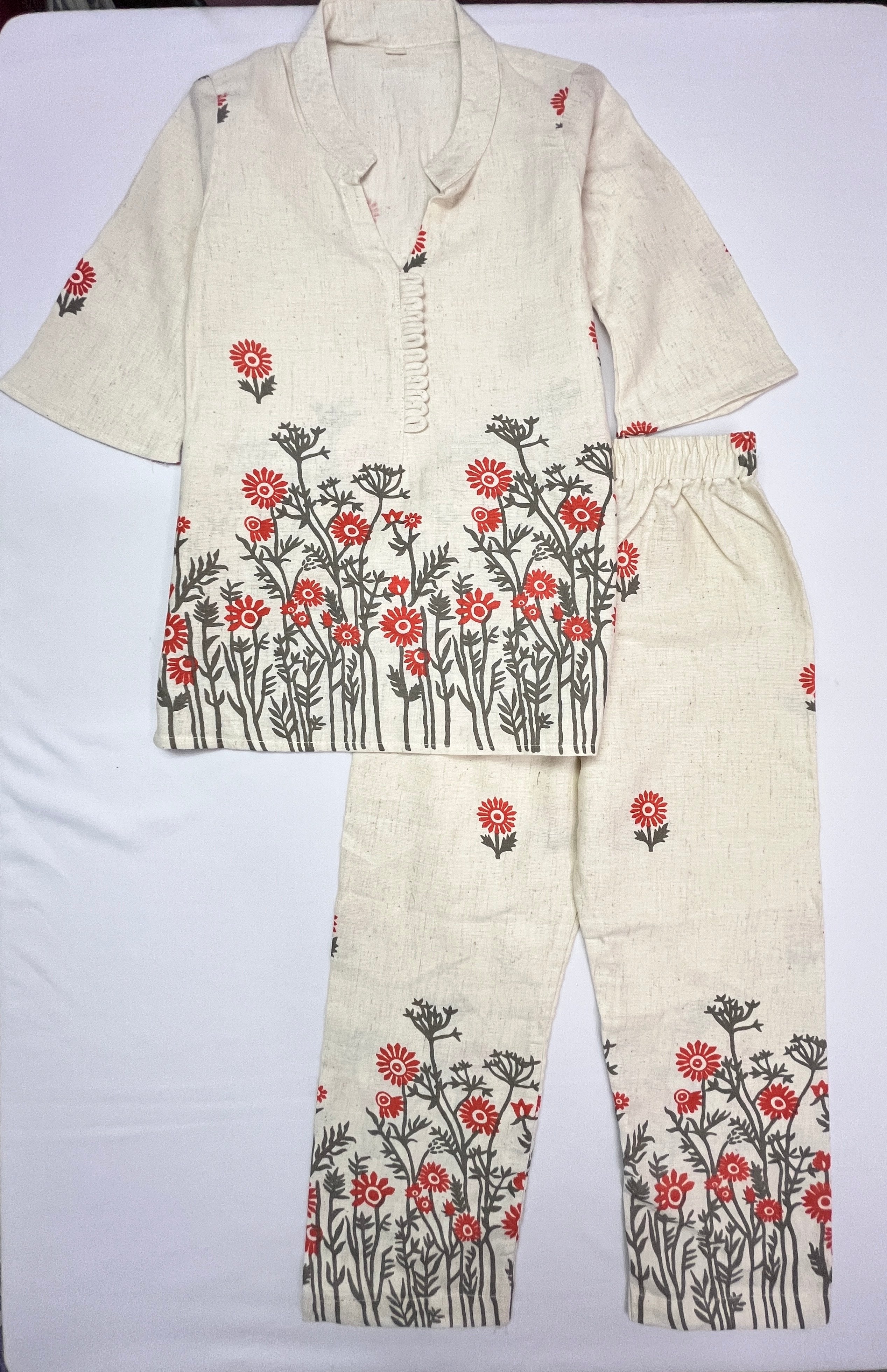 Pure Cotton Off-White elegant Co-ord Set for Girls