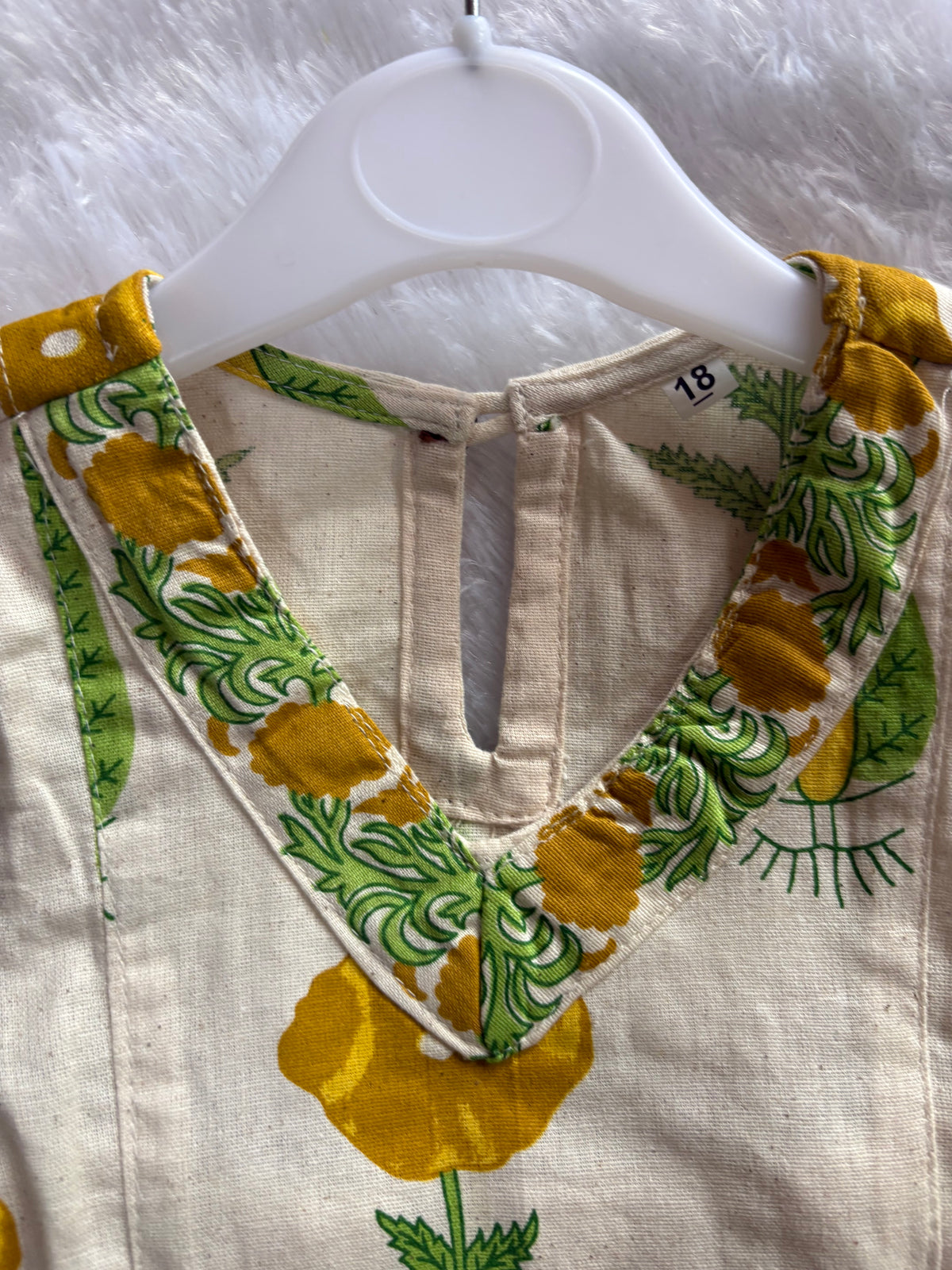Girls Khadi Yellow Floral Co-ord