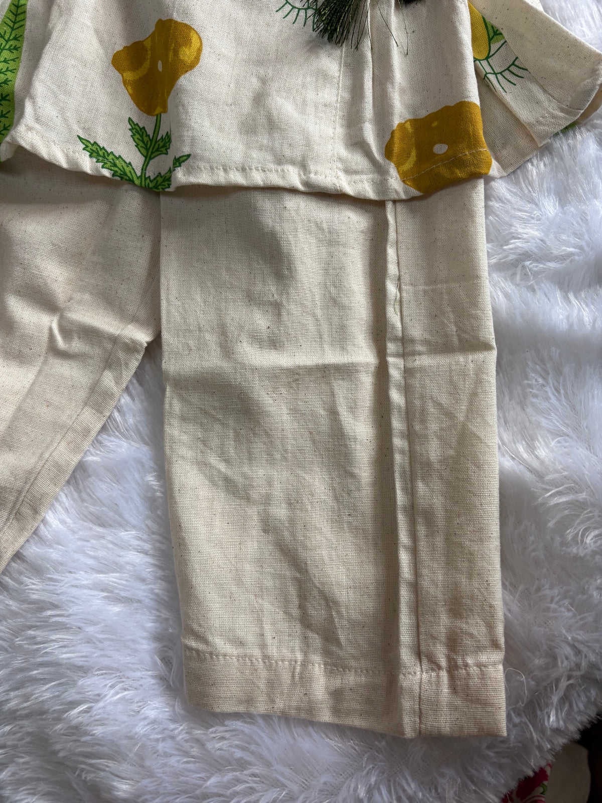 Girls Khadi Yellow Floral Co-ord