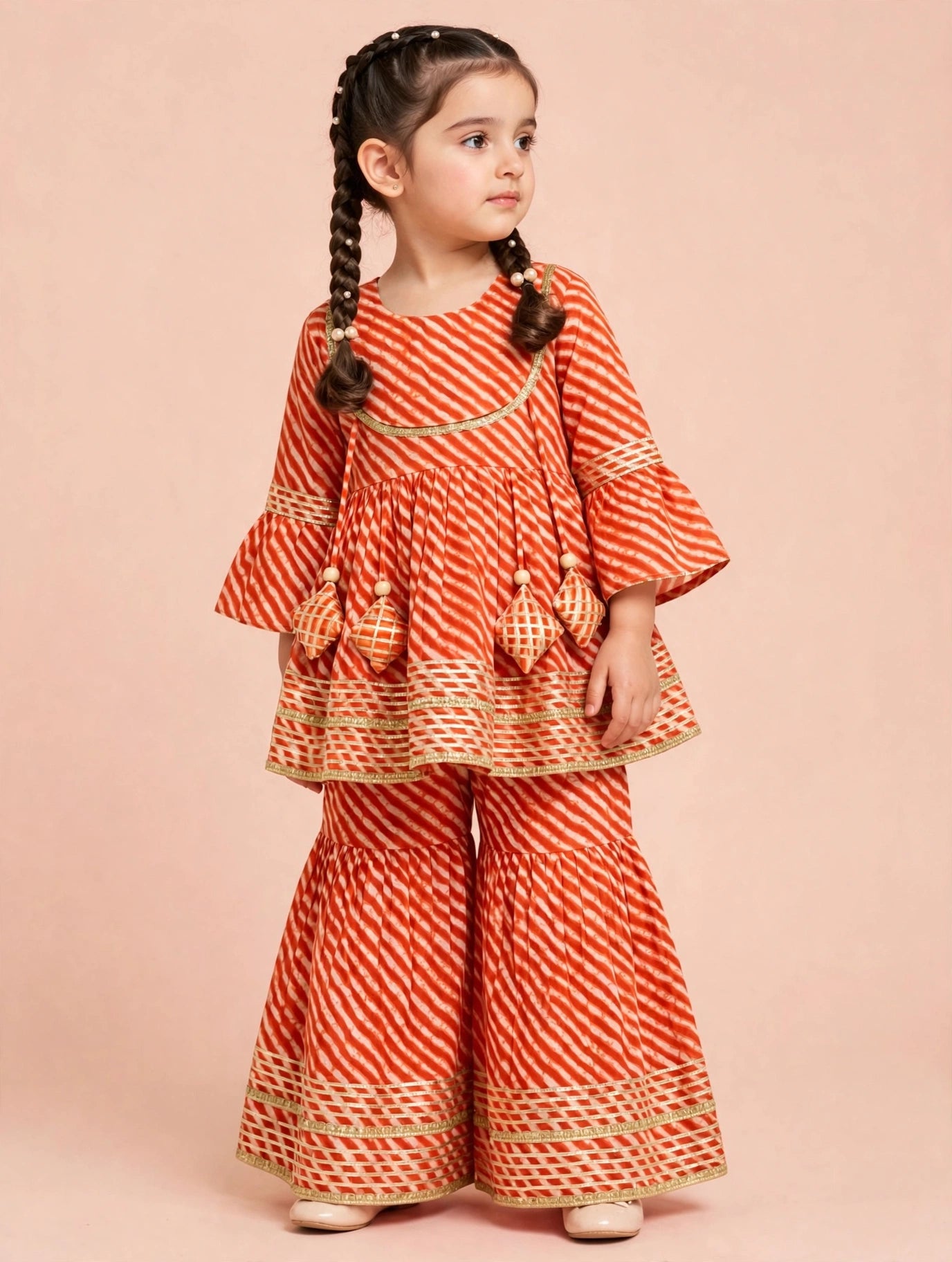Leheriya Kurti Sharara Set for Girls – Soft Cotton Ethnic