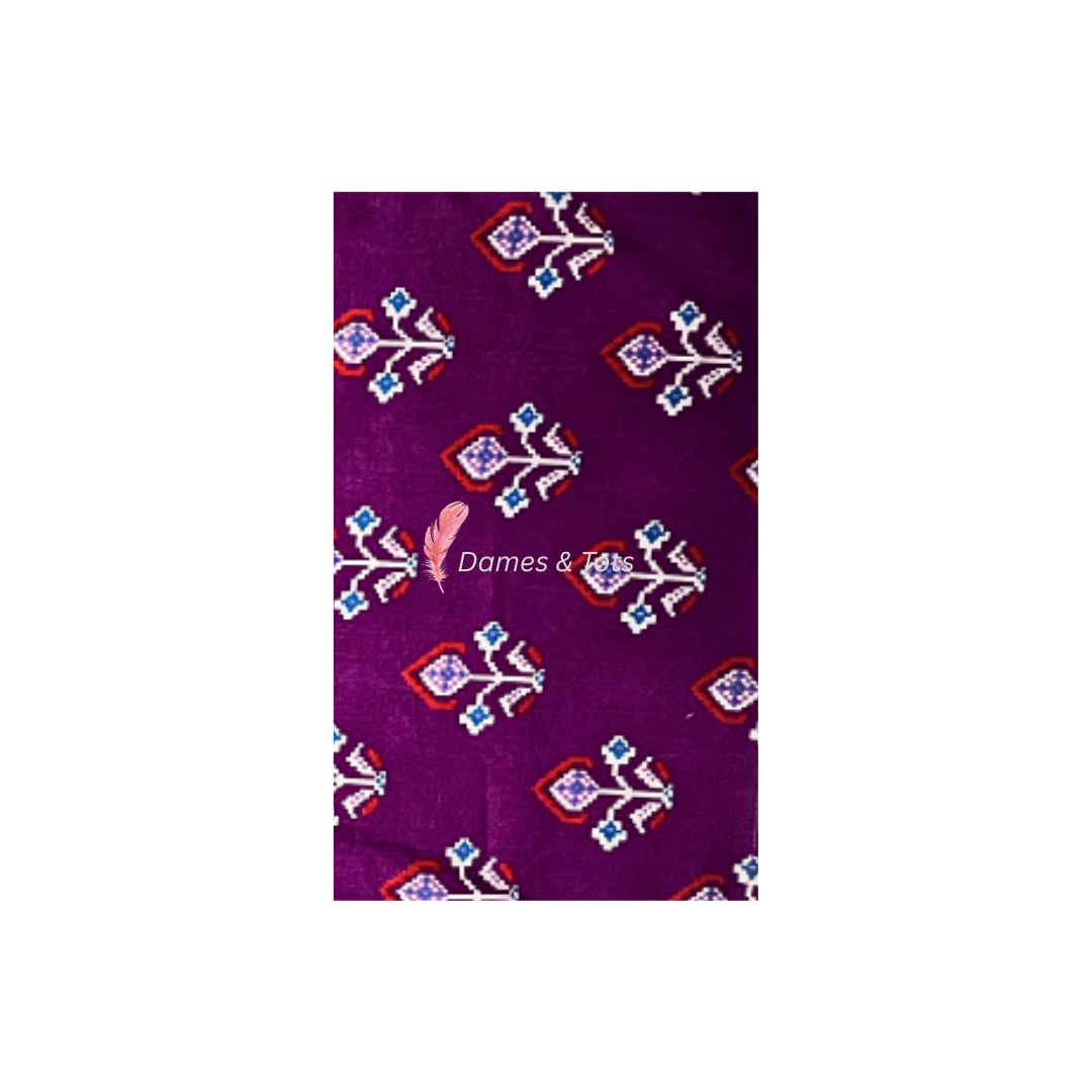 Purple Kurta With Beautiful Ikat printed Jacket And Pyjama