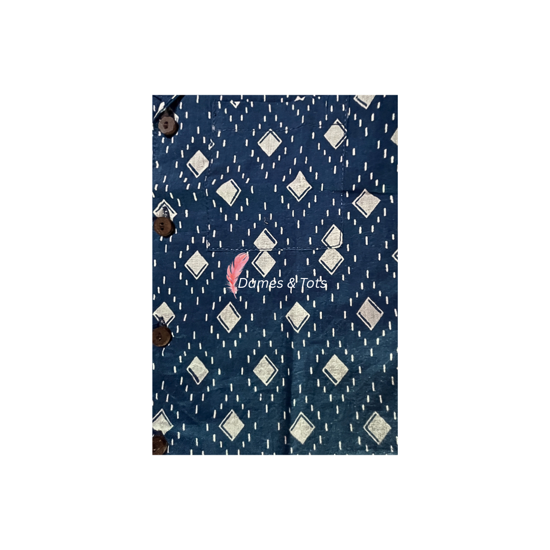 Pure Cotton Blue and White Patterned Boys Shirt