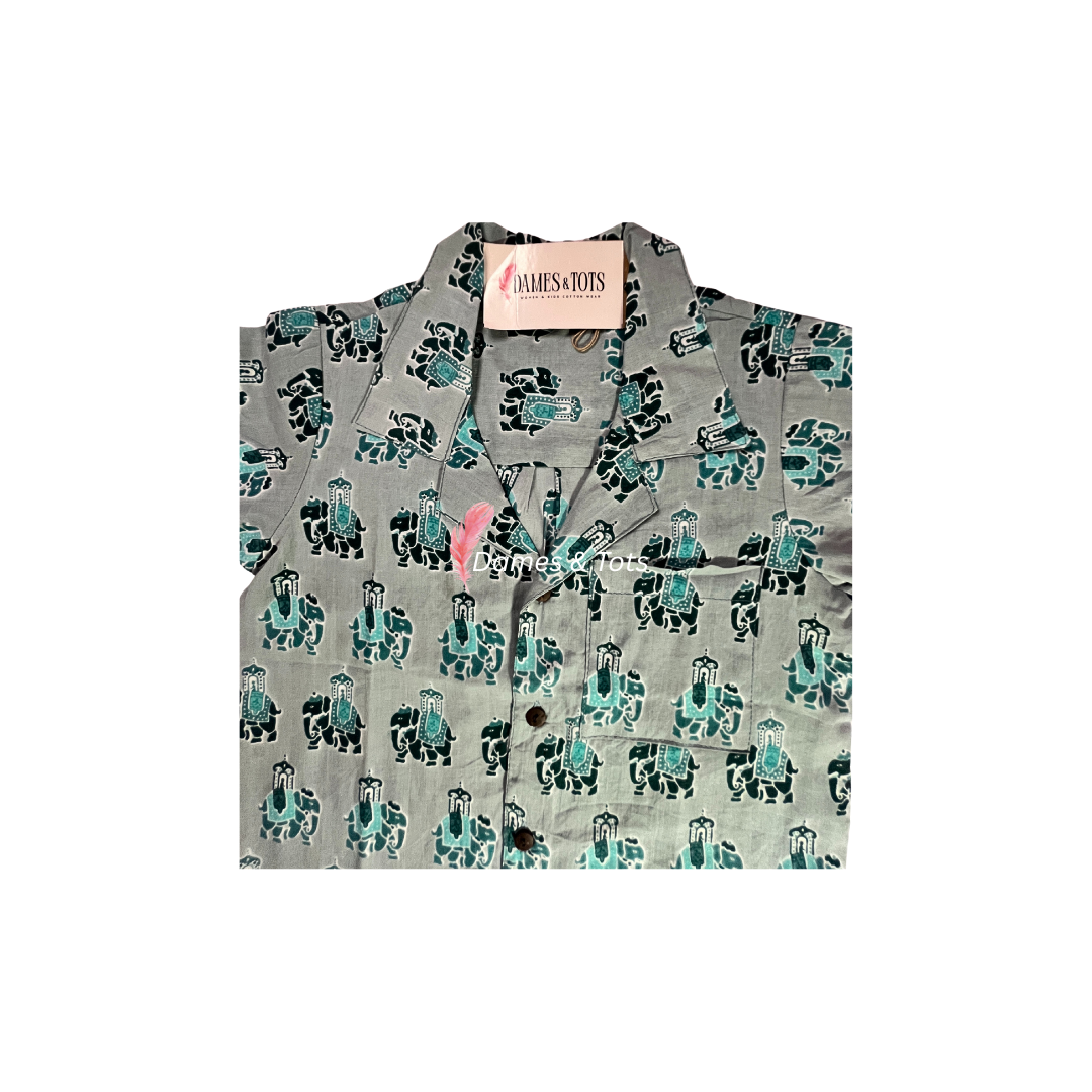 Adorable Elephant Print Baby Boy's Shirt