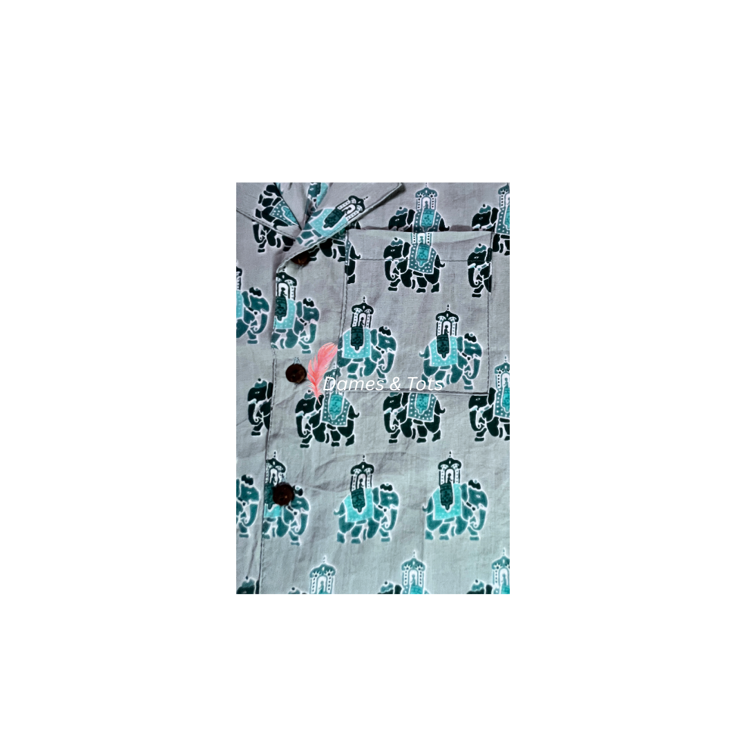 Adorable Elephant Print Baby Boy's Shirt