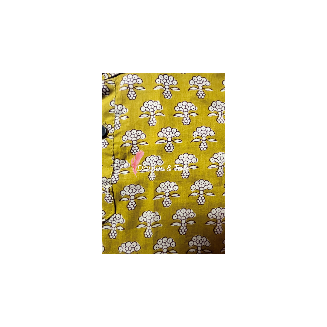 Mustard Yellow Kurta Set with Elegant White Pants