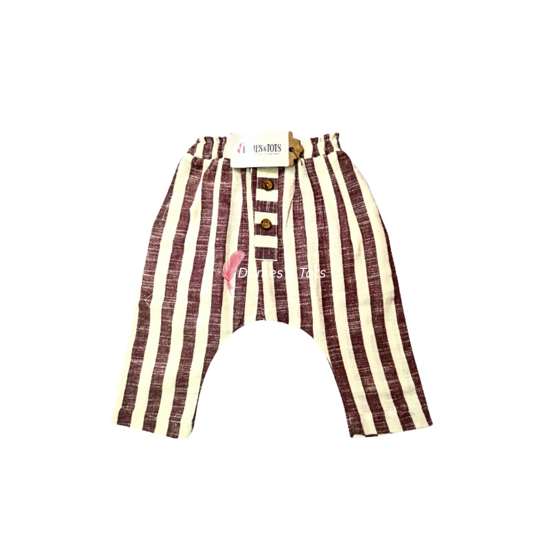 Adorable Baby Boy's Striped Linen Cotton Kurta pant set