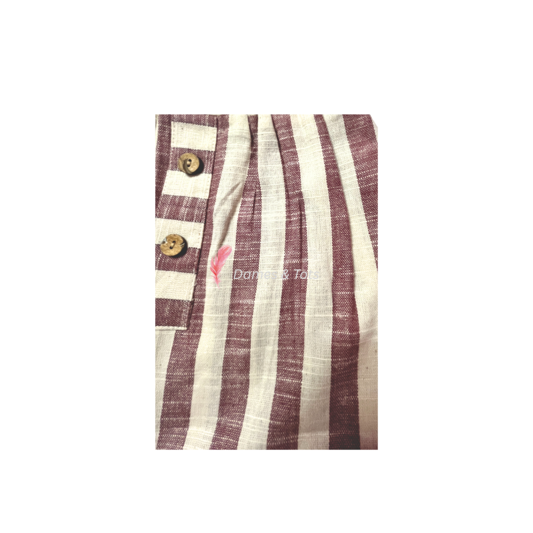 Adorable Baby Boy's Striped Linen Cotton Kurta pant set
