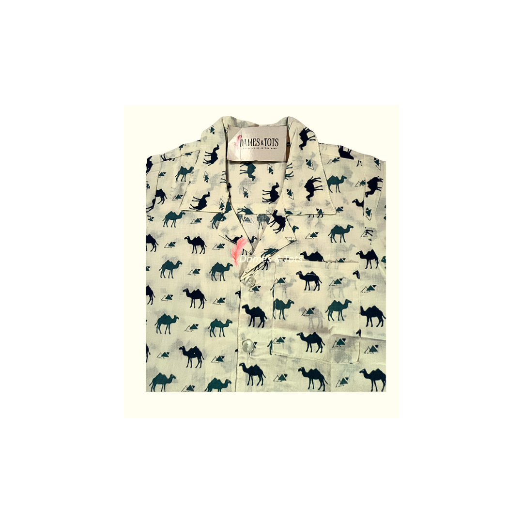 Boys' Pure Cotton Camel Print Shirt