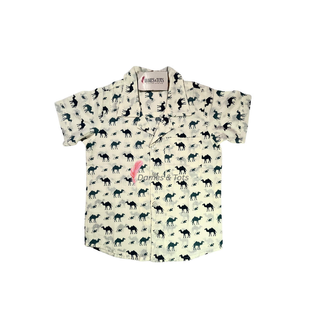 Boys' Pure Cotton Camel Print Shirt