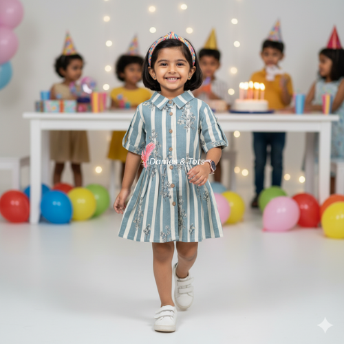 Whimsical Stripes Dress for Little Dreamers