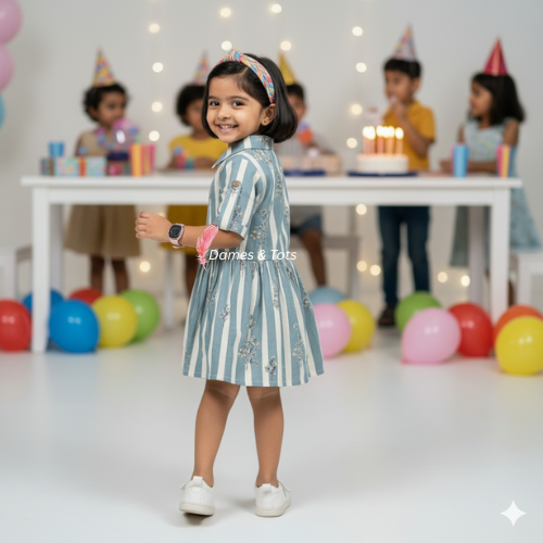 Whimsical Stripes Dress for Little Dreamers