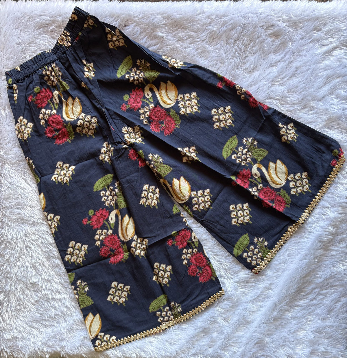 Midnight Swan Girls Angrakha Ethnic Set with Palazzo Pants