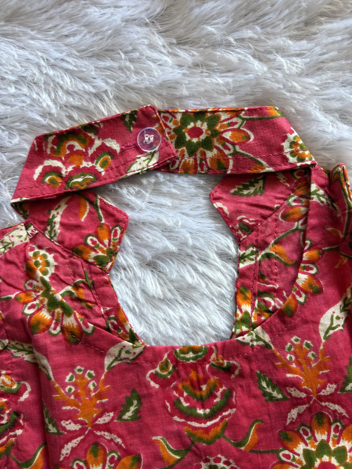 Rani Pink Floral Girls Ethnic Co-ord Set with Ivory Dupatta