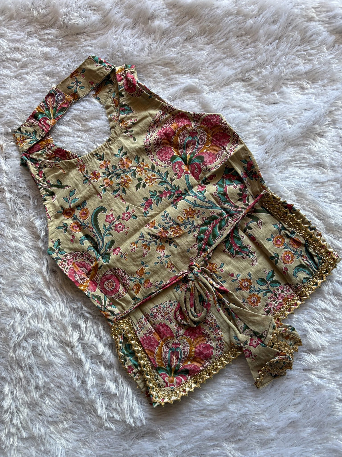 Ivory Blossom Girls Festive Sharara Set with Aqua Blue Dupatta