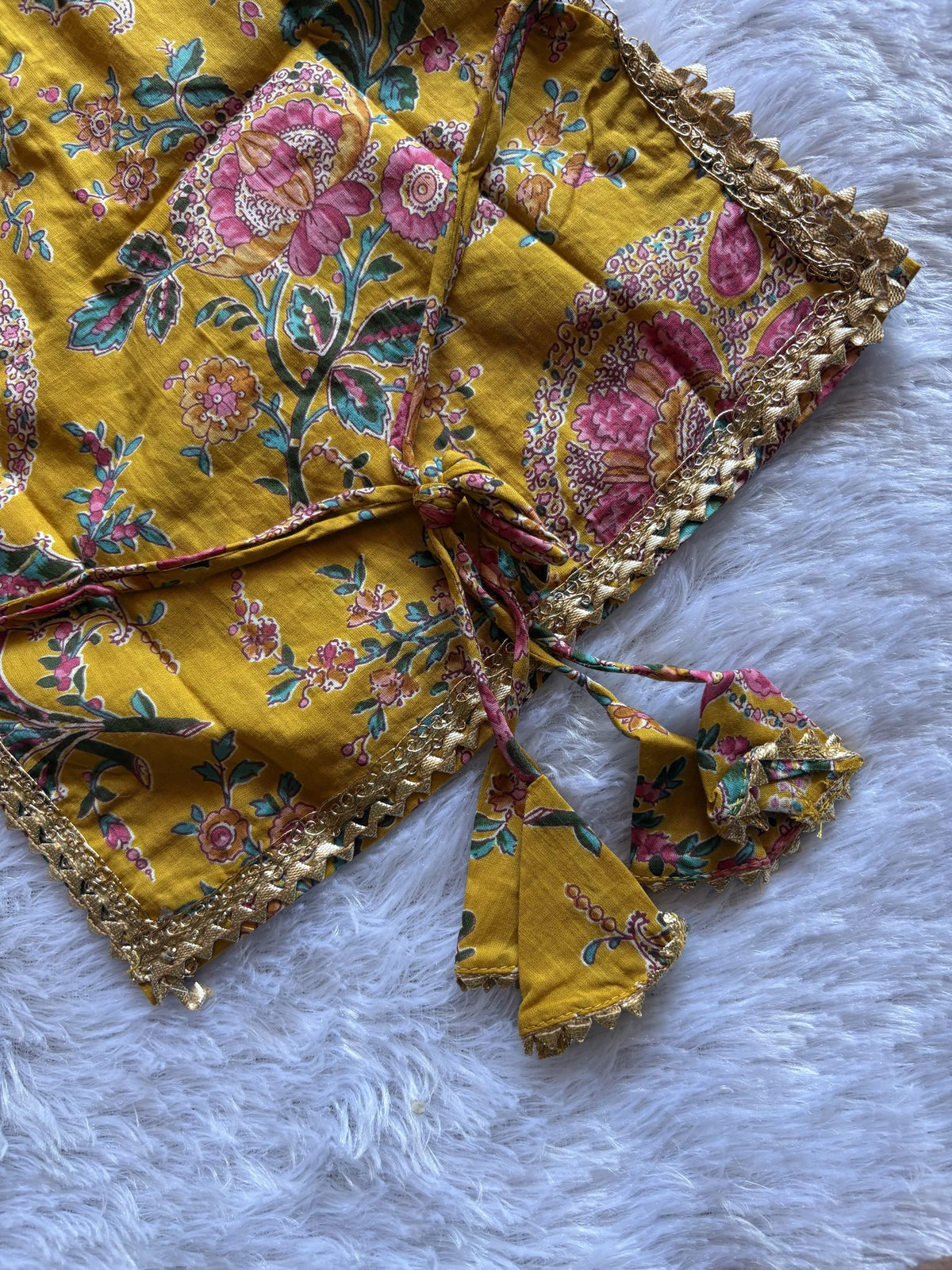 Mustard Bloom Girls Festive Sharara Set with Blush Pink Dupatta