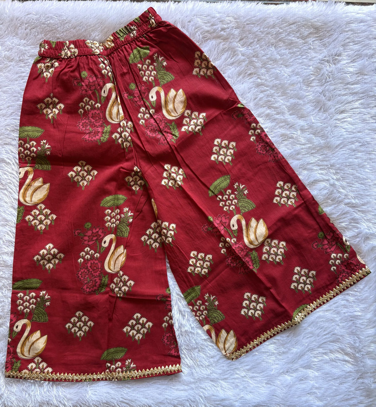 Crimson Swan Floral Girls Ethnic Kurta Set with Dupatta