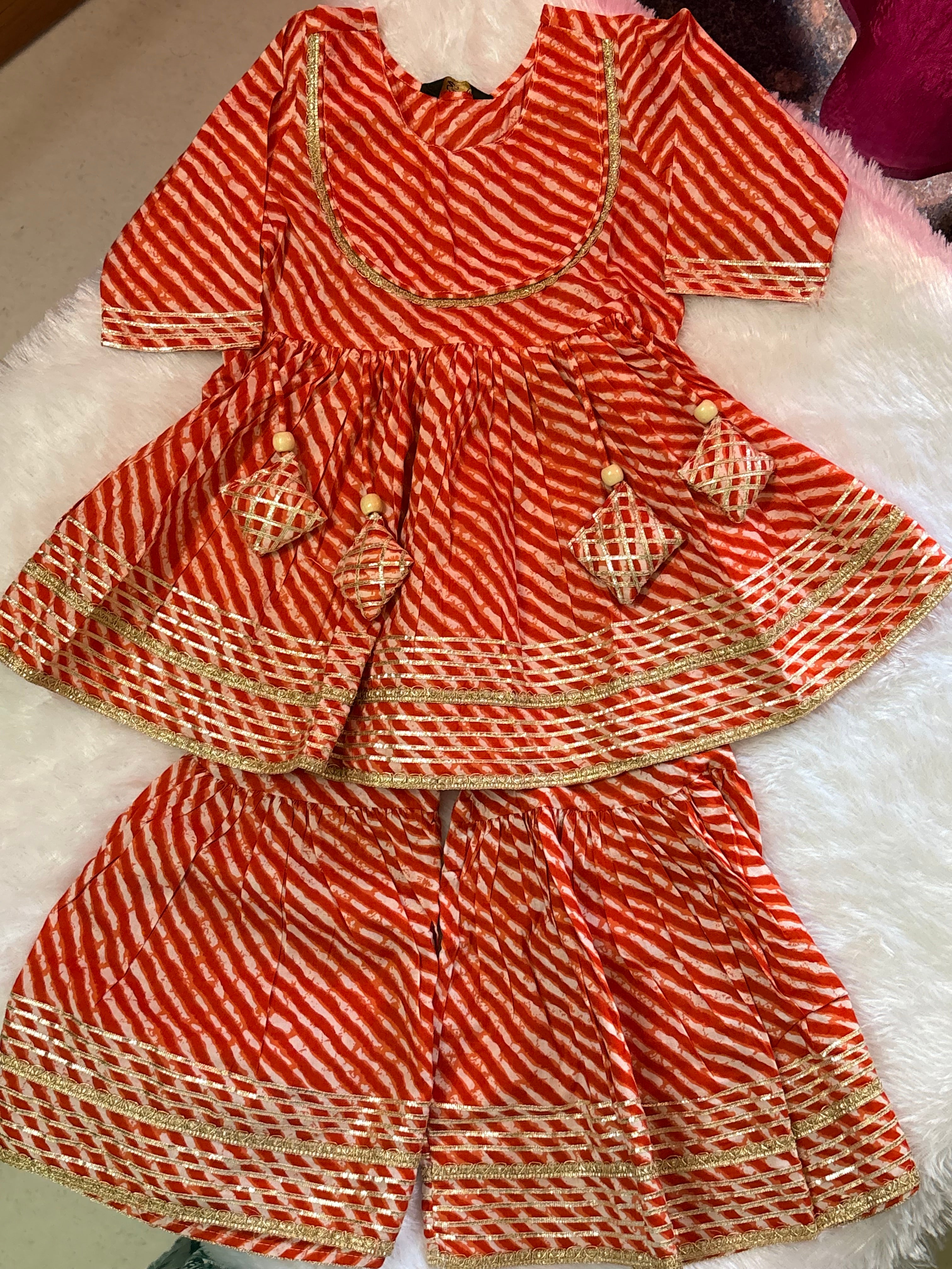 Leheriya Kurti Sharara Set for Girls – Soft Cotton Ethnic