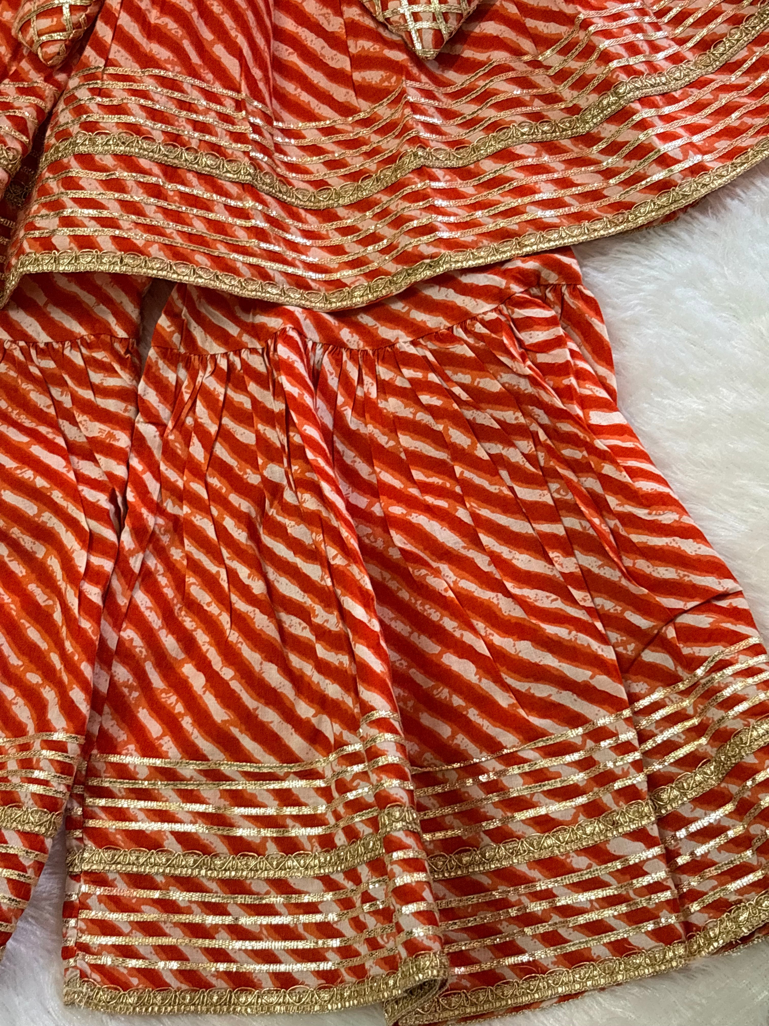 Leheriya Kurti Sharara Set for Girls – Soft Cotton Ethnic
