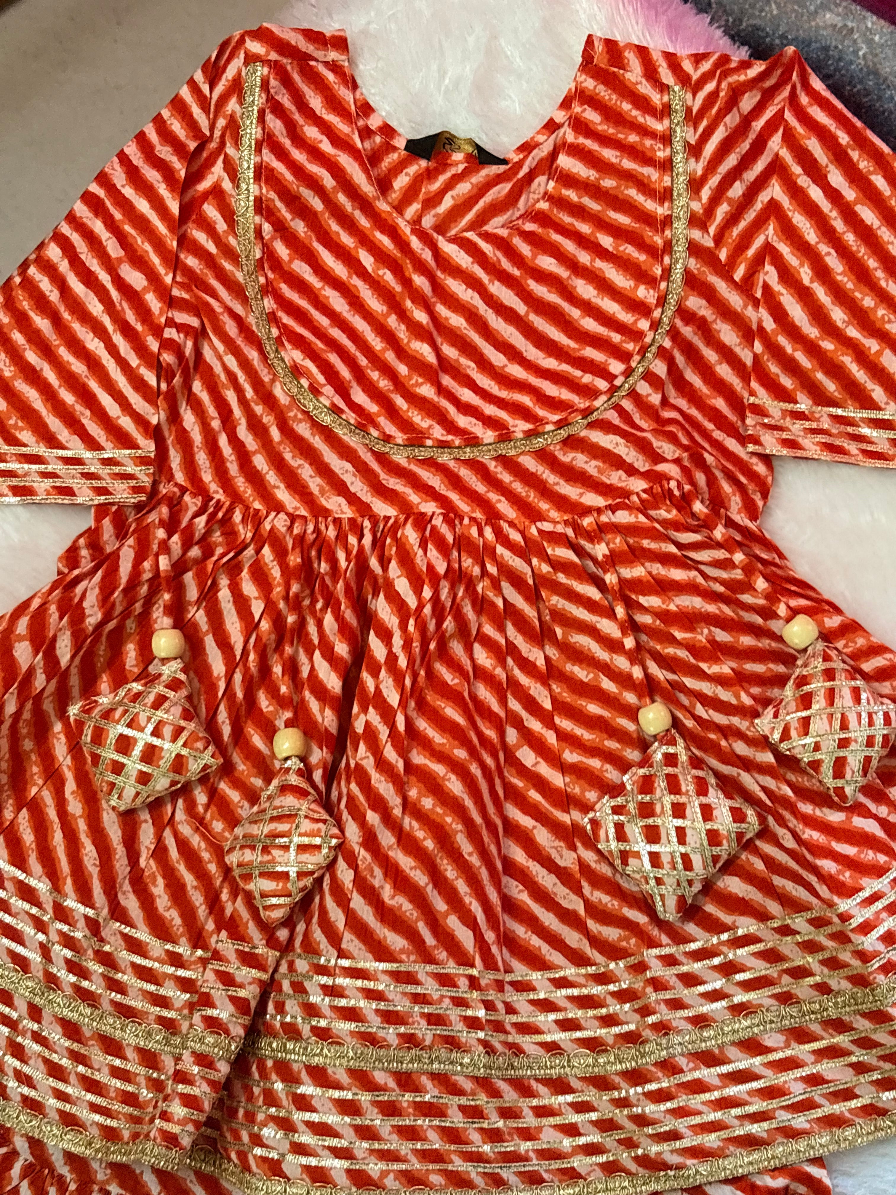 Leheriya Kurti Sharara Set for Girls – Soft Cotton Ethnic