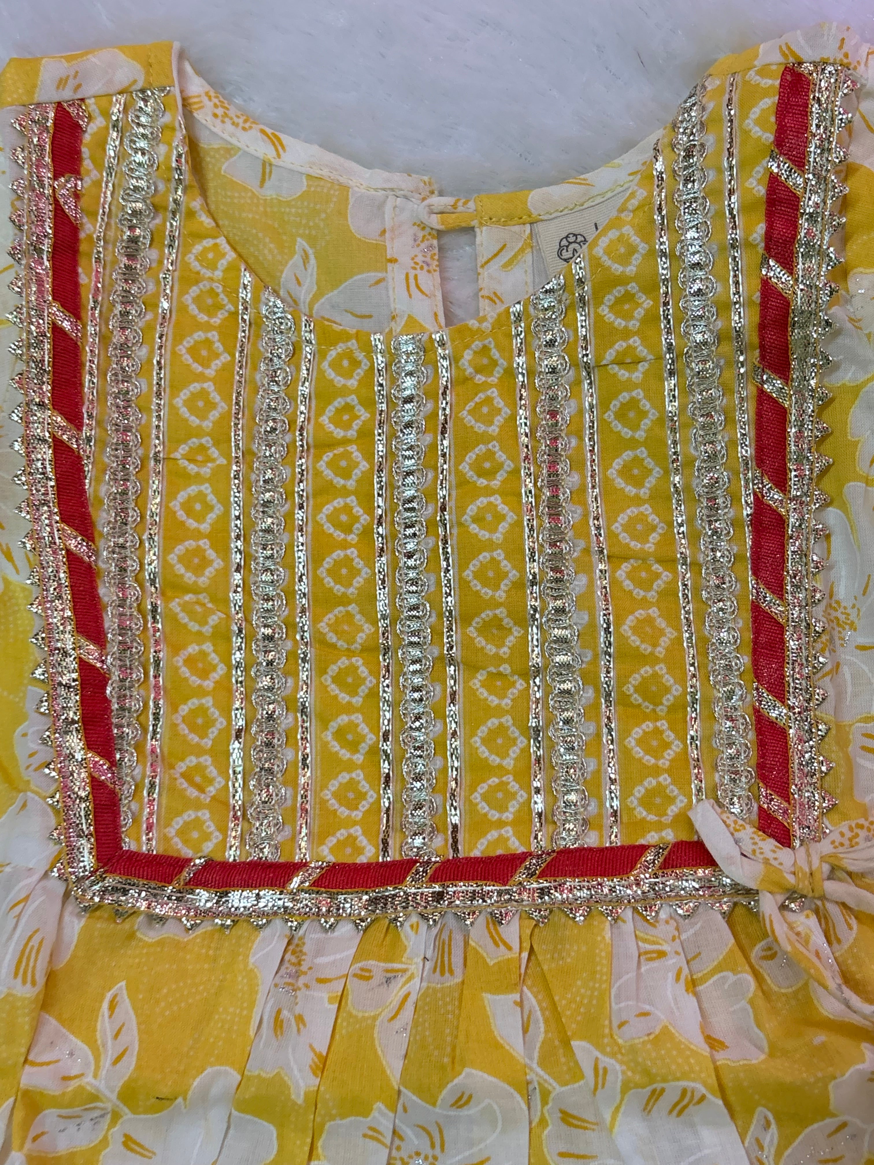 Yellow Floral Kurti Dhoti Set | Soft Cotton Ethnic Wear for Kids