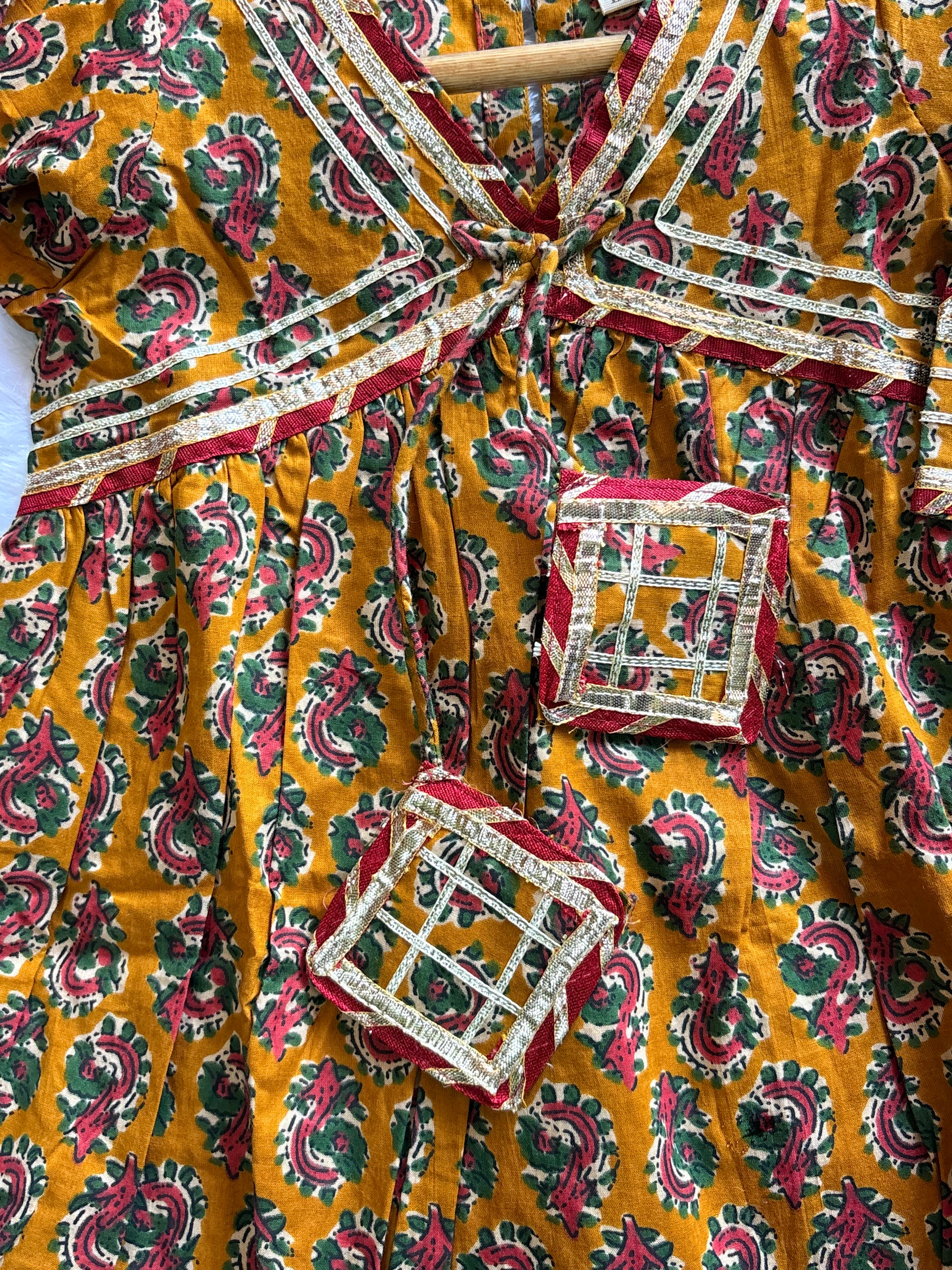 Mustard Printed Kurti Sharara Set | Soft Cotton Ethnic Wear for Kids