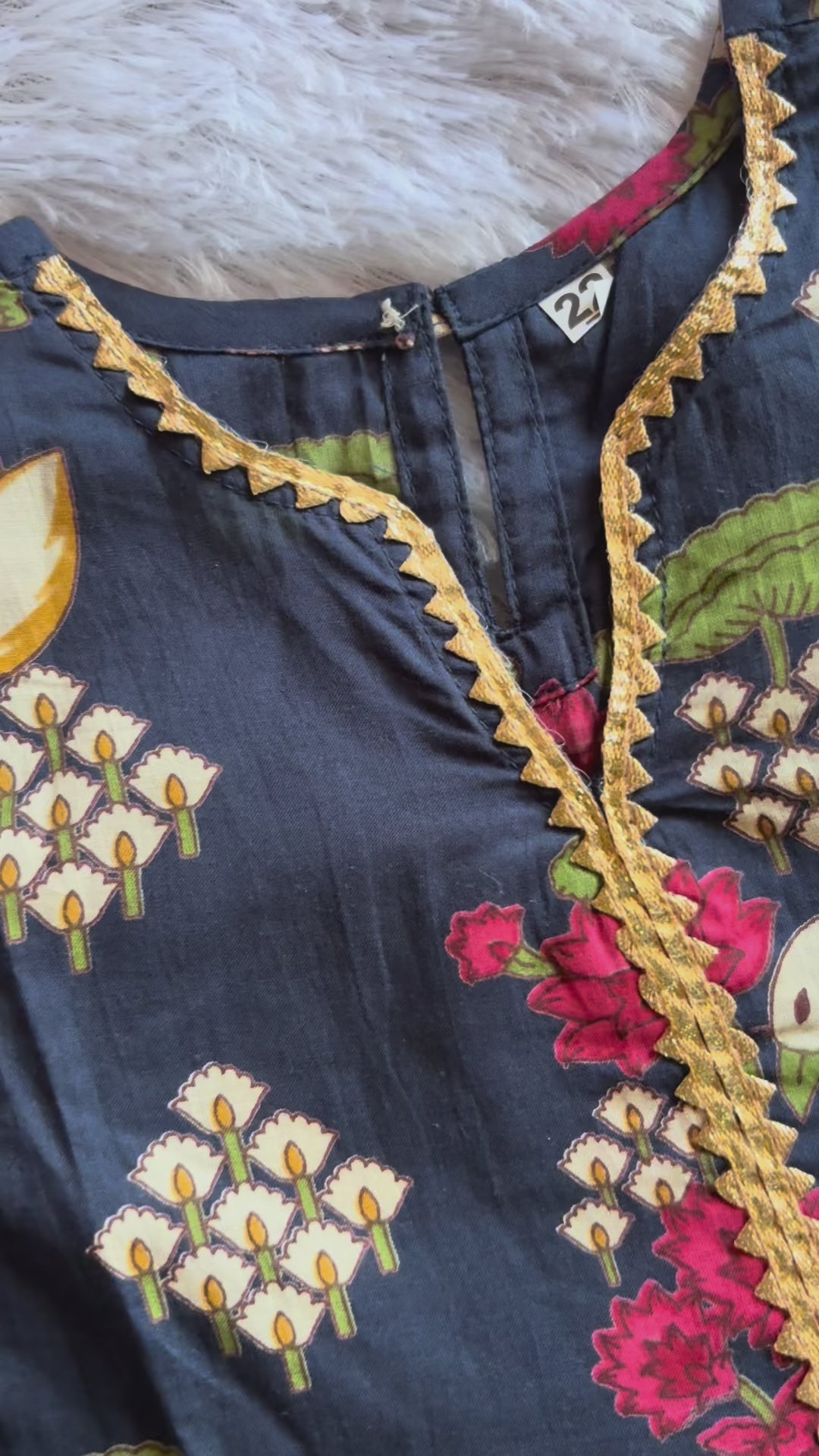 Midnight Swan Girls Angrakha Ethnic Set with Palazzo Pants