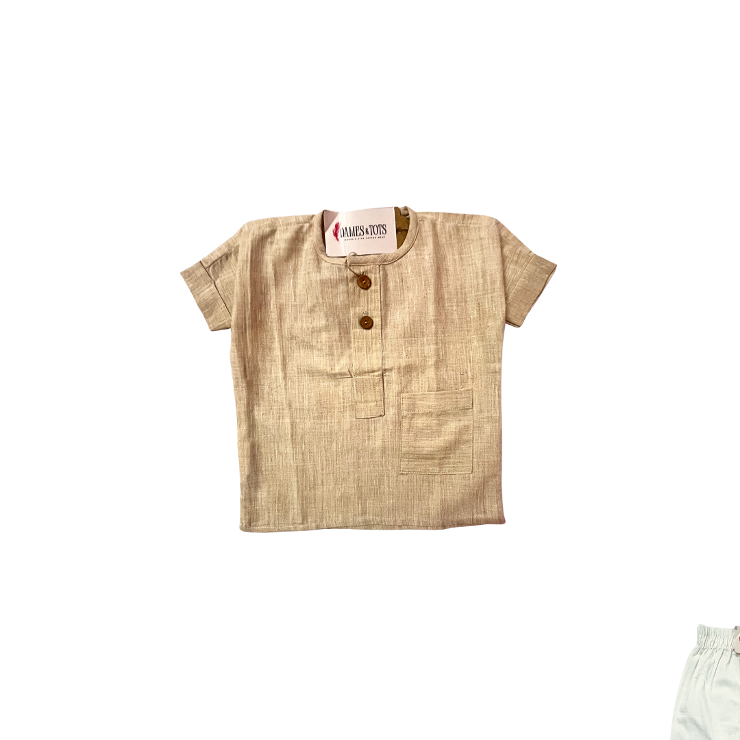 Adorable Baby Boy's Striped Linen Cotton Kurta pant set