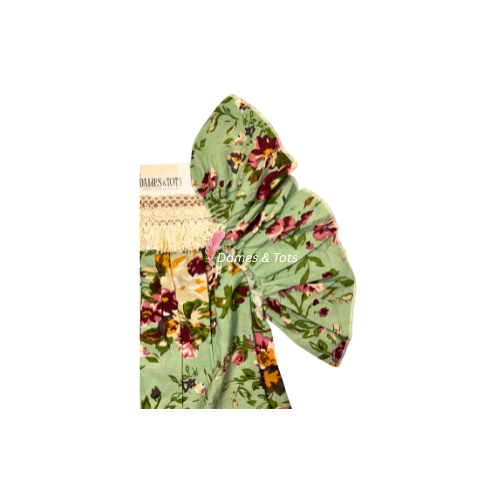Pastel Green Floral Fantasy Birthday Frock
